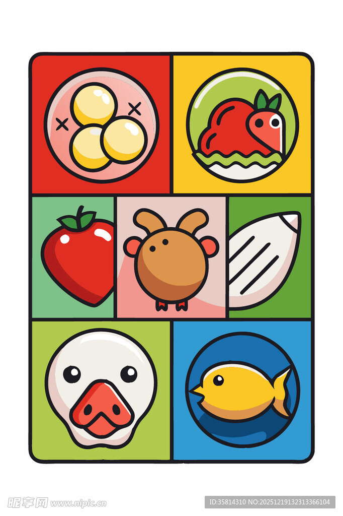 卡通食物动物图案拼图