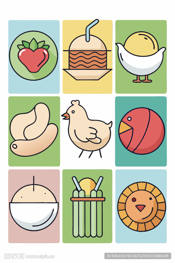 多彩卡通图案集合