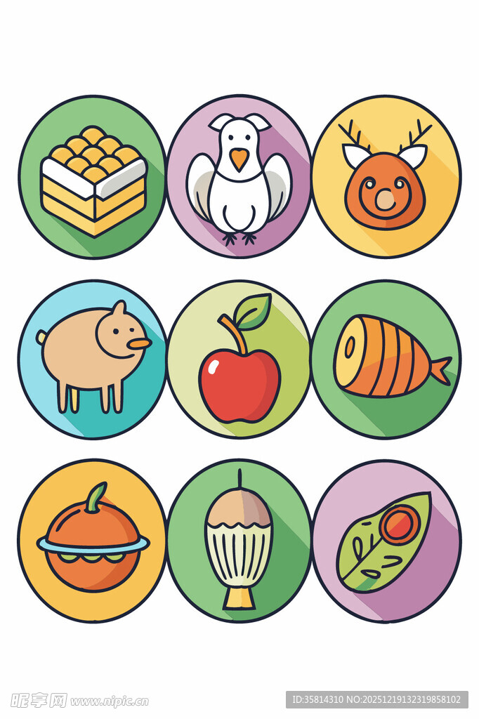 多彩食物图标集合