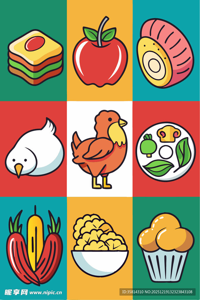 多彩食物插画集合