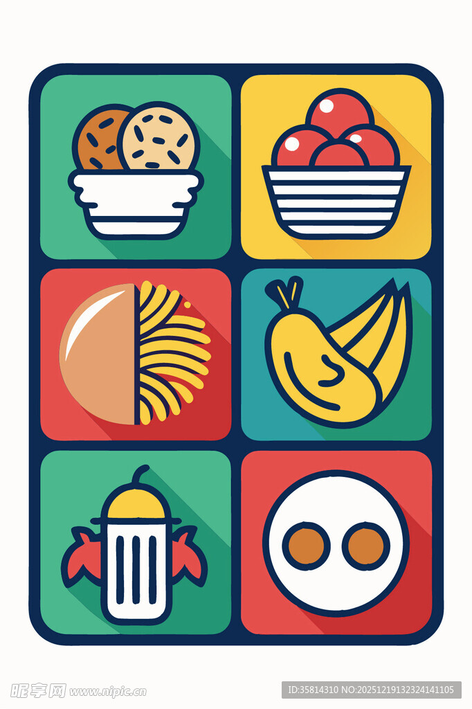 多彩食物图标集合
