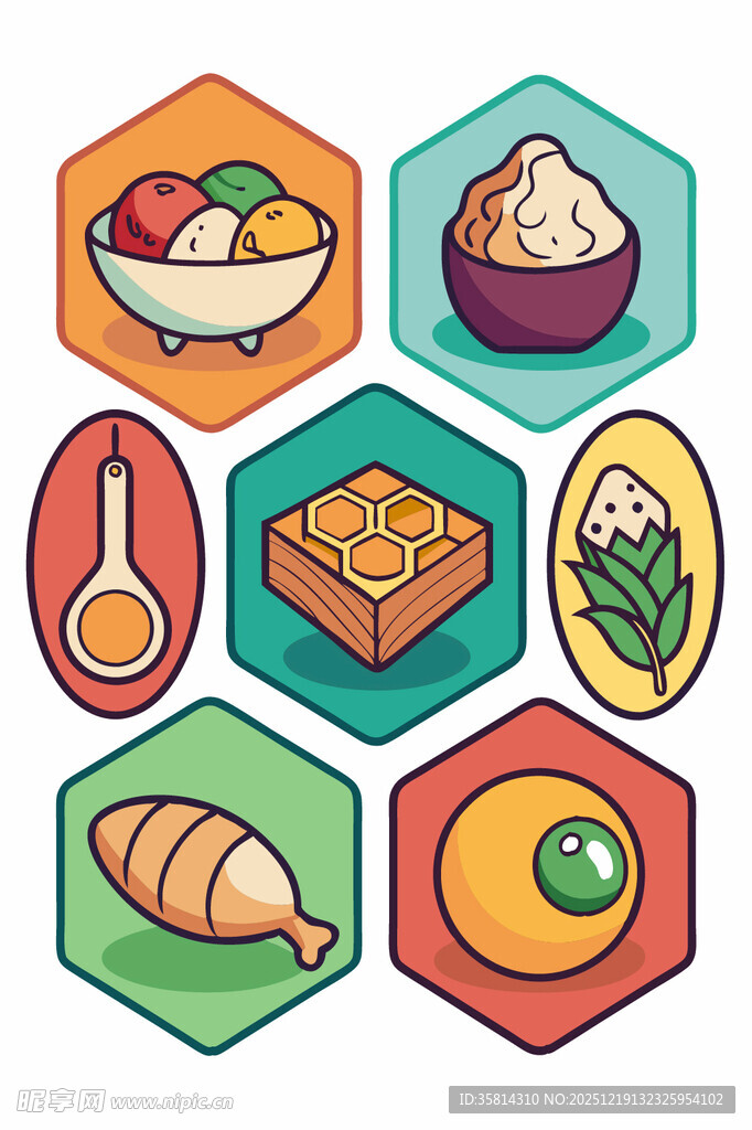 多样传统美食图标展示