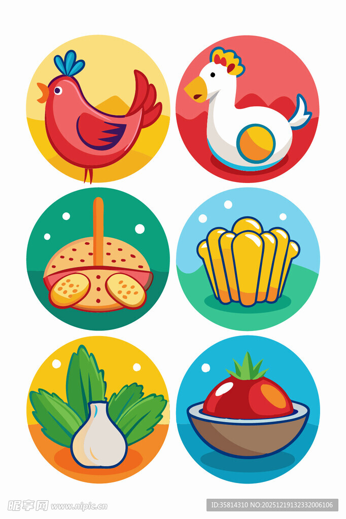 多彩食物图标集合