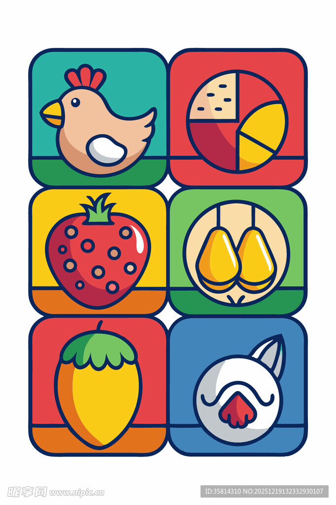 多彩食物图标集合