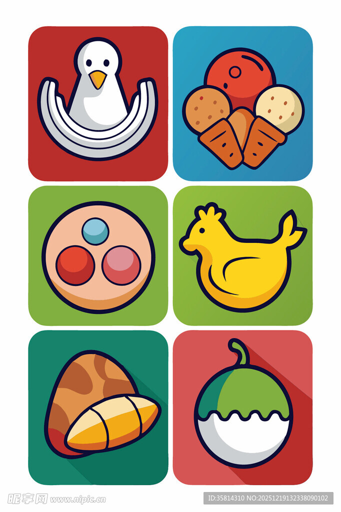 可爱卡通蛋类及禽类图标