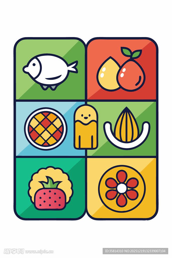 多彩食物图标集合