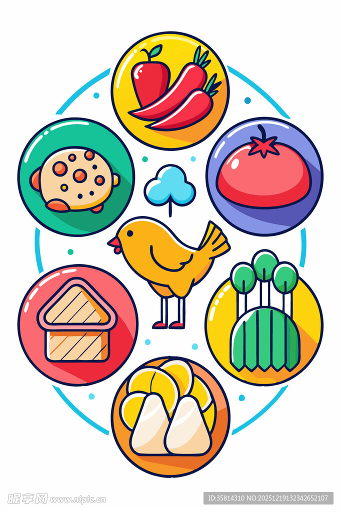 多彩食物图标集合