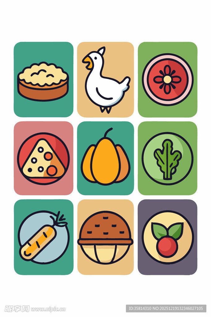 多彩食物图标集合