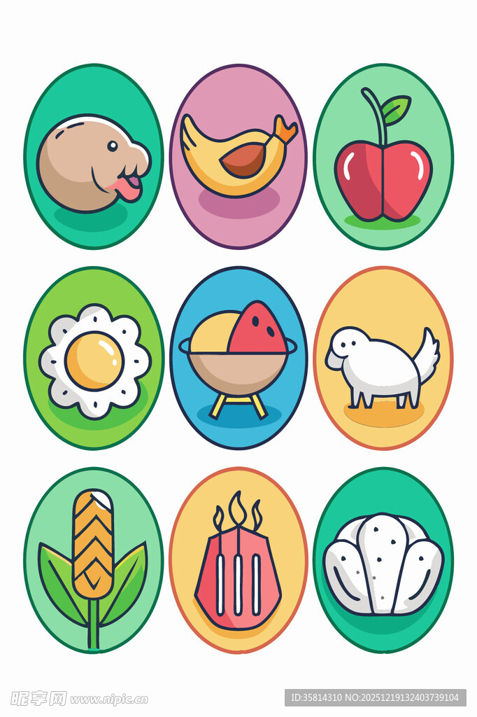 多彩食物图标集合