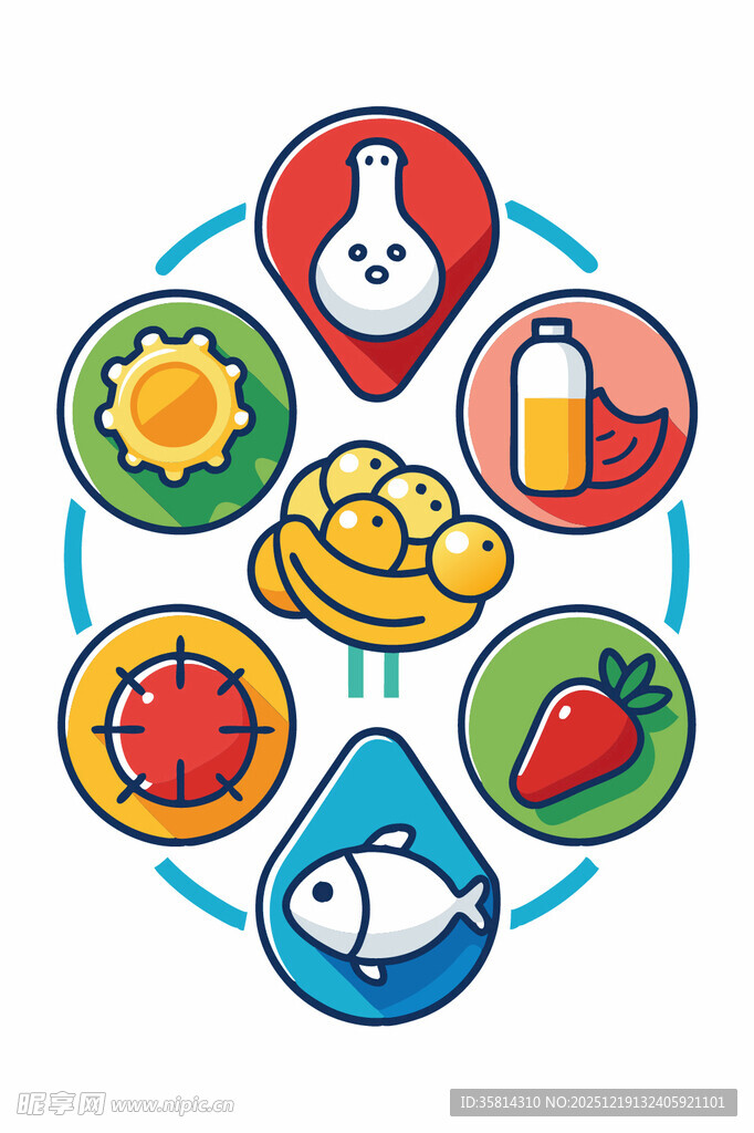 多彩食物图标集合