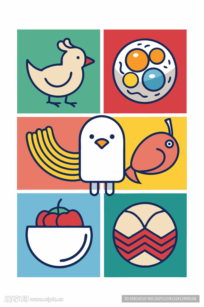 多彩食物图标集合