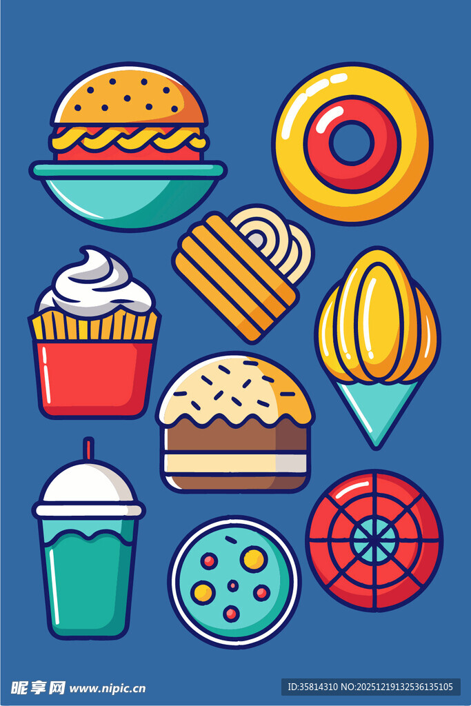 多彩美味的各式甜点与快餐