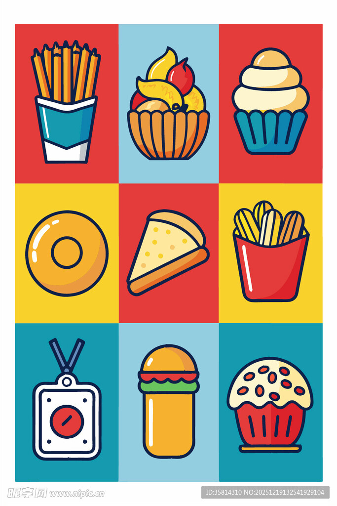多彩快餐图标集合