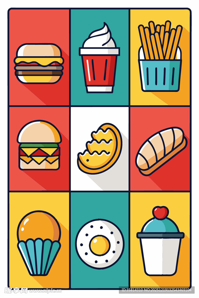 多彩快餐图标集合