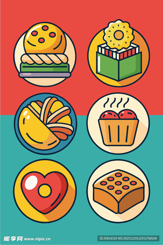 多彩美味烘焙食品图标集