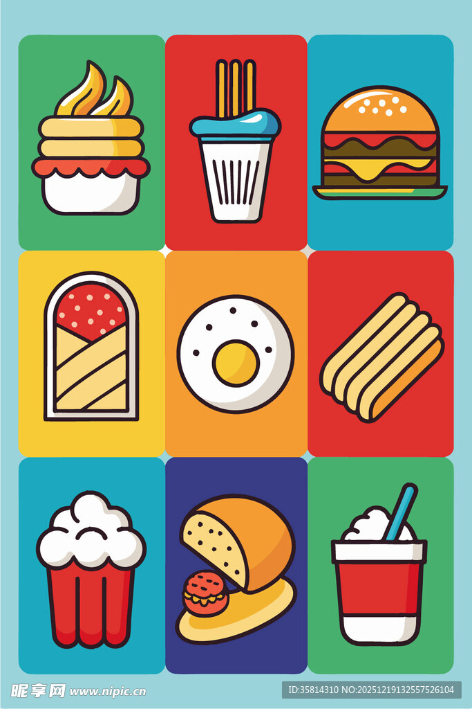 多彩快餐图标集合