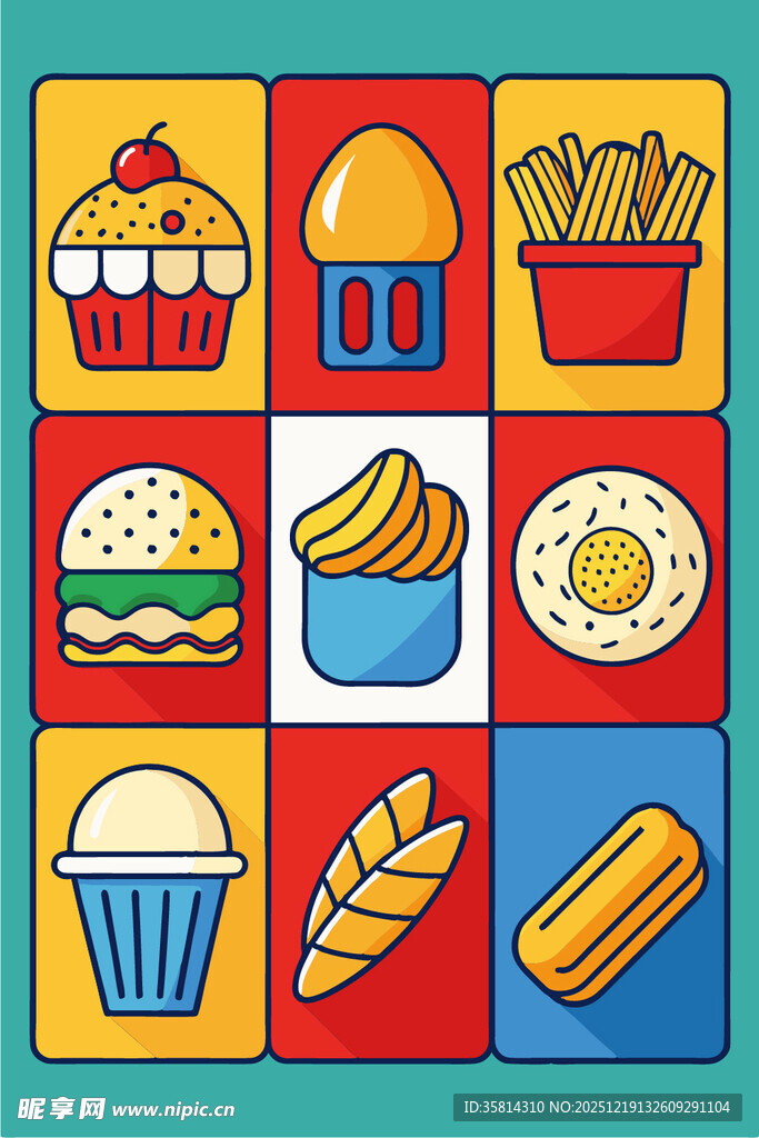 多彩美食图标集合