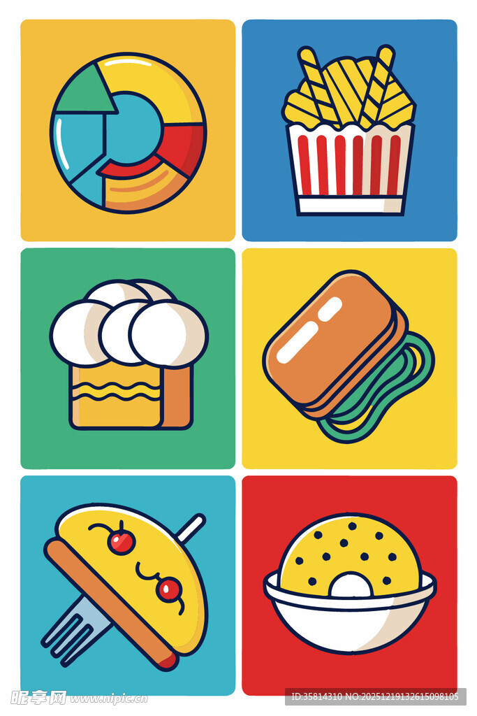 多彩快餐图标集合