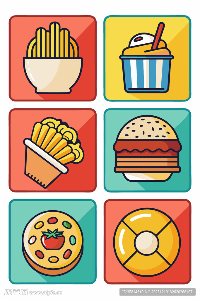 多彩快餐图标集合