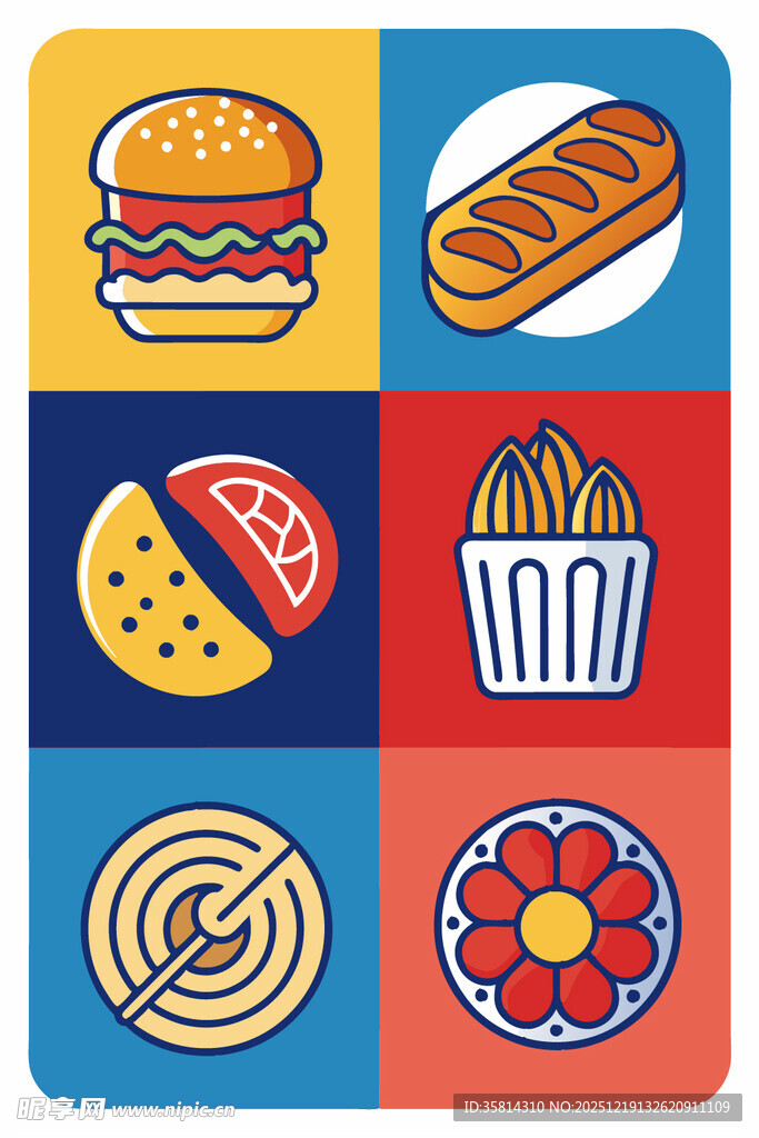 多彩快餐图标集合