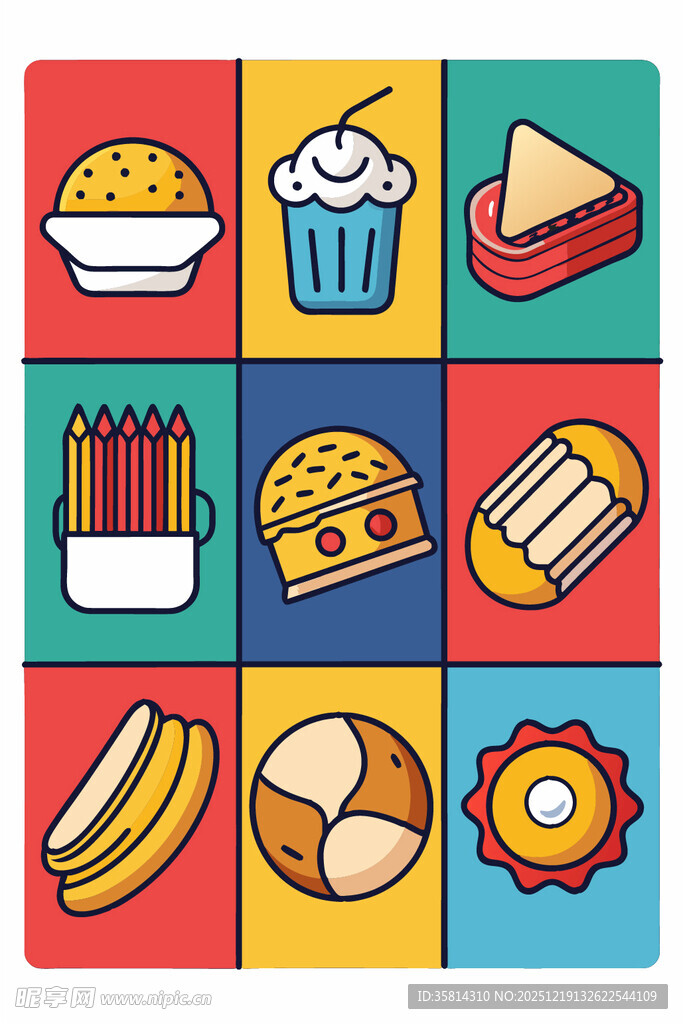 多彩快餐图标集合