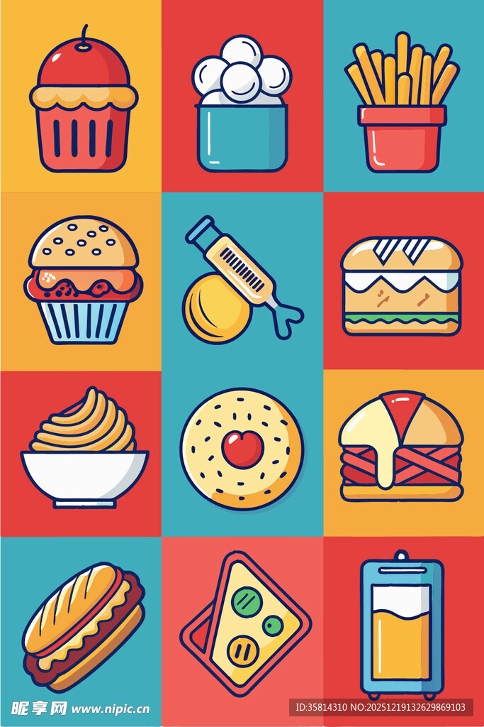 多彩美味的各式快餐食品