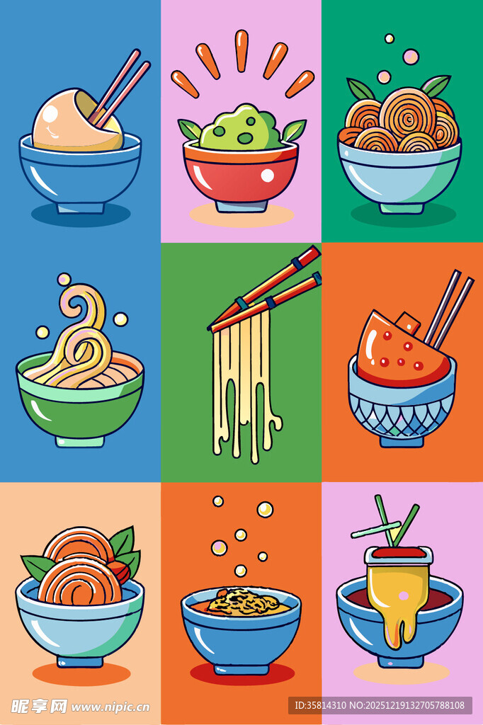 多彩面食插画集锦