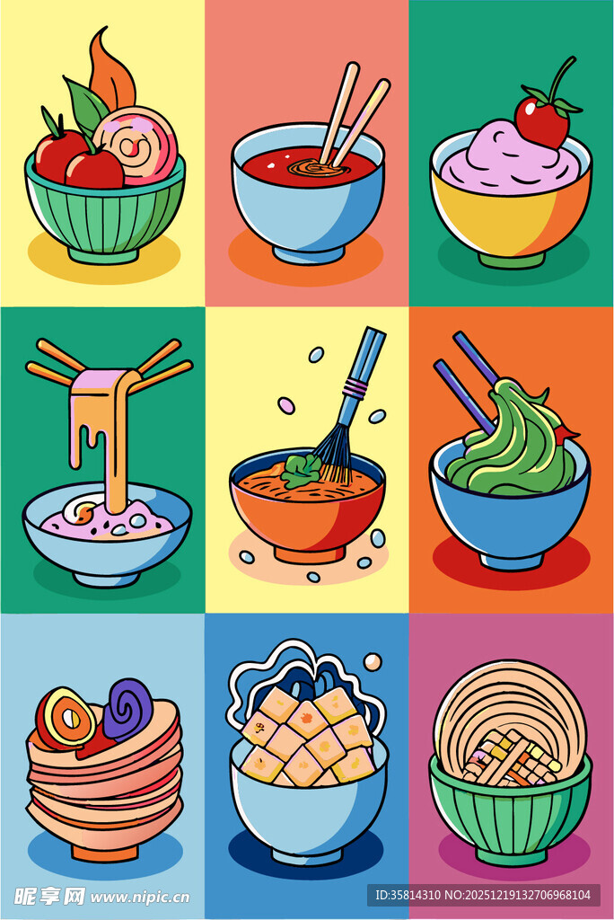多彩美食插画尽显多样风味