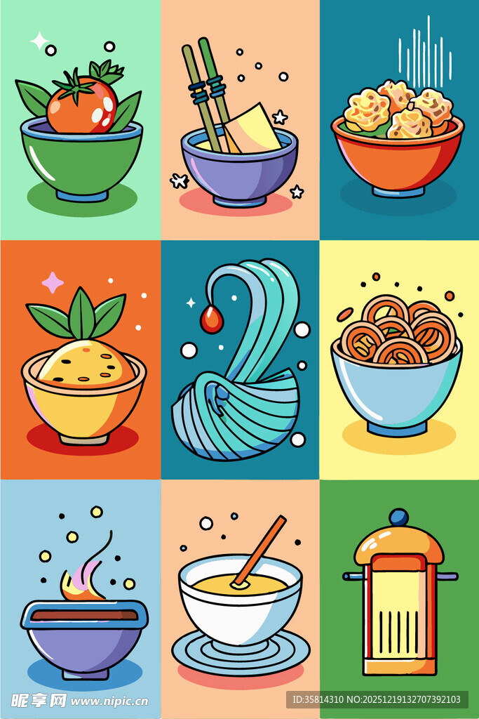 多彩美食插画多样风味