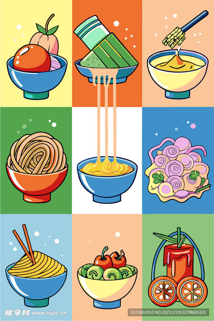多样美食插画尽显美味