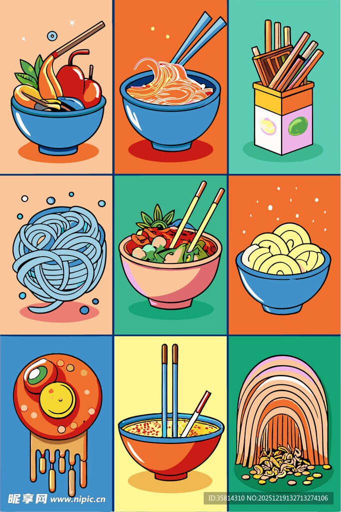 多样美食插画尽显美味