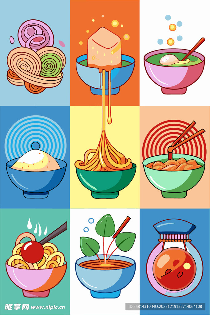 多彩中式美食插画集合