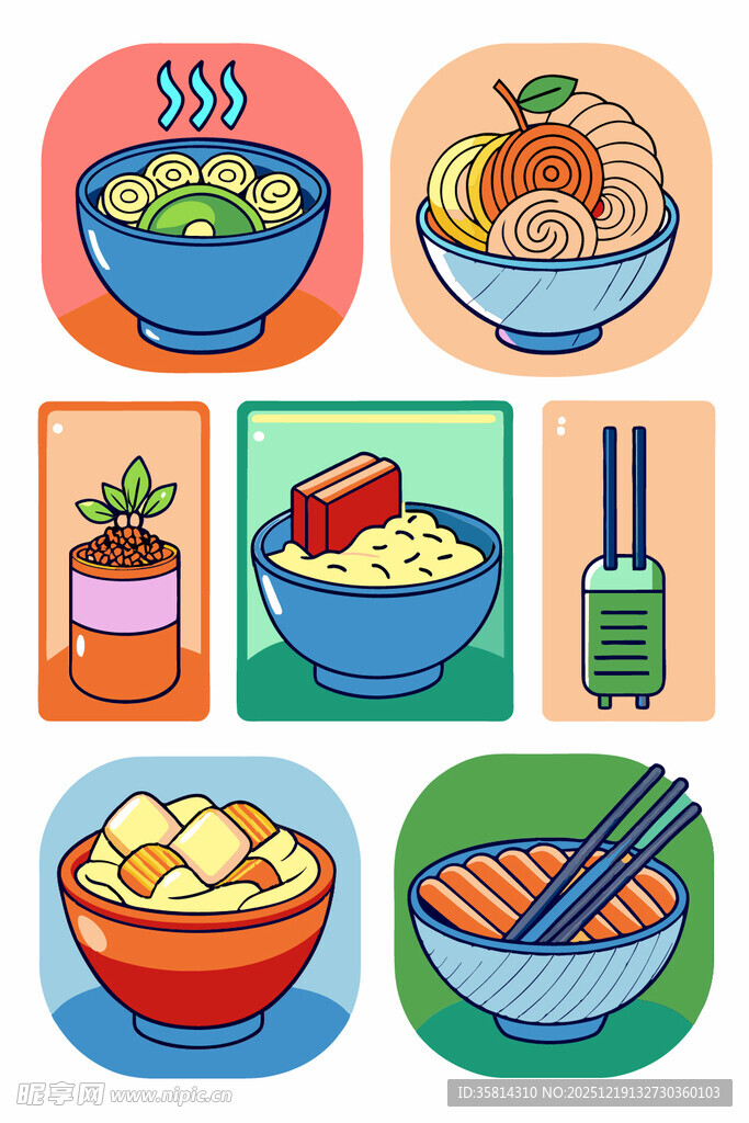 多彩日式美食插画