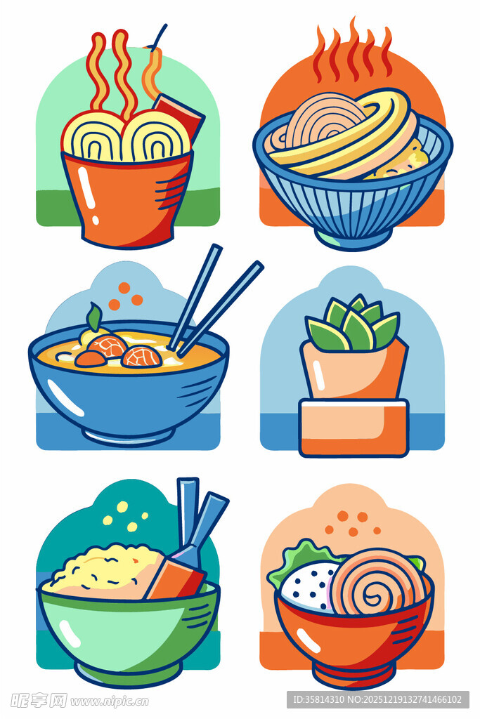 多彩美味面食插画集合