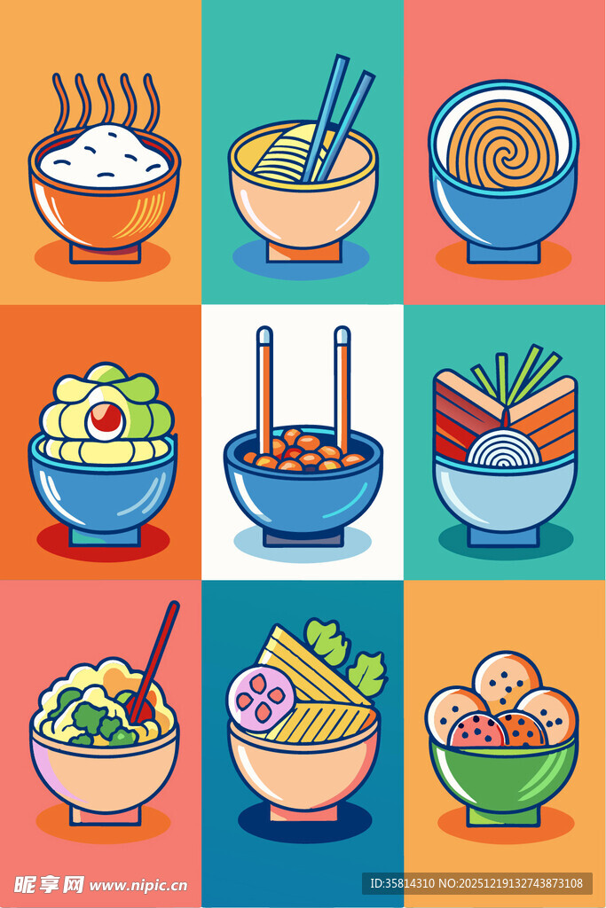 多彩中式美食插画集合