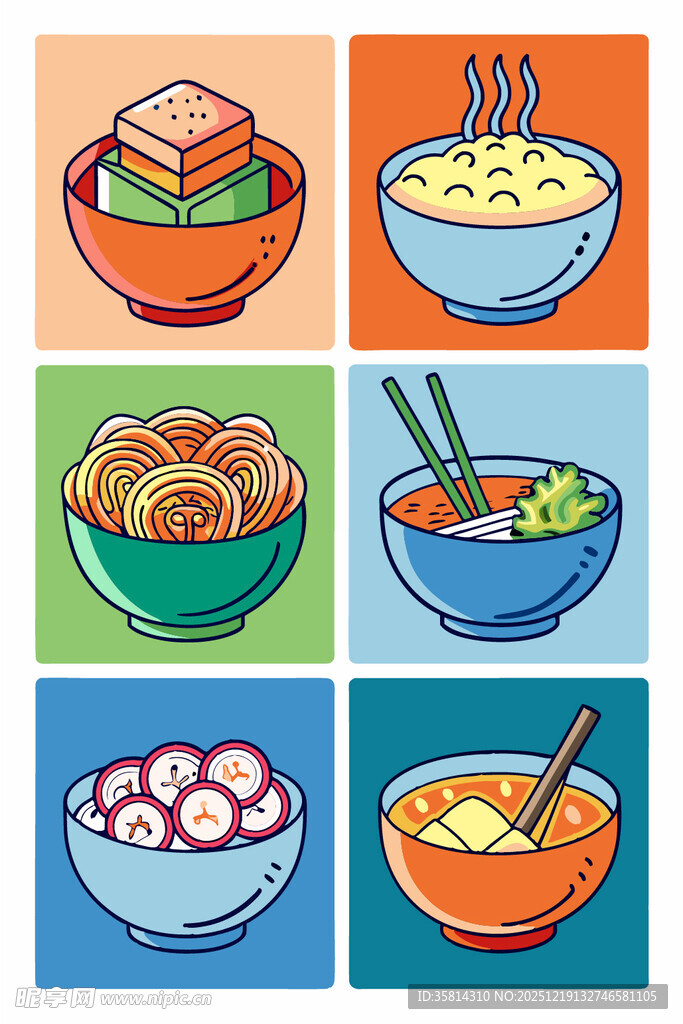 多彩中式美食插画