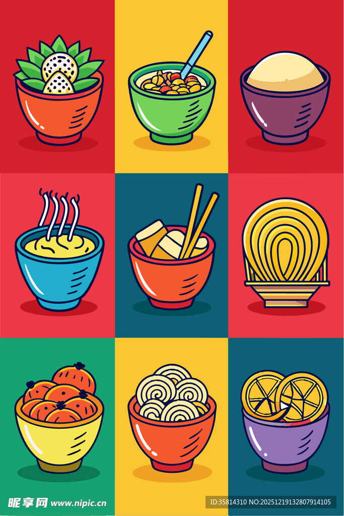多彩中式美食插画集合