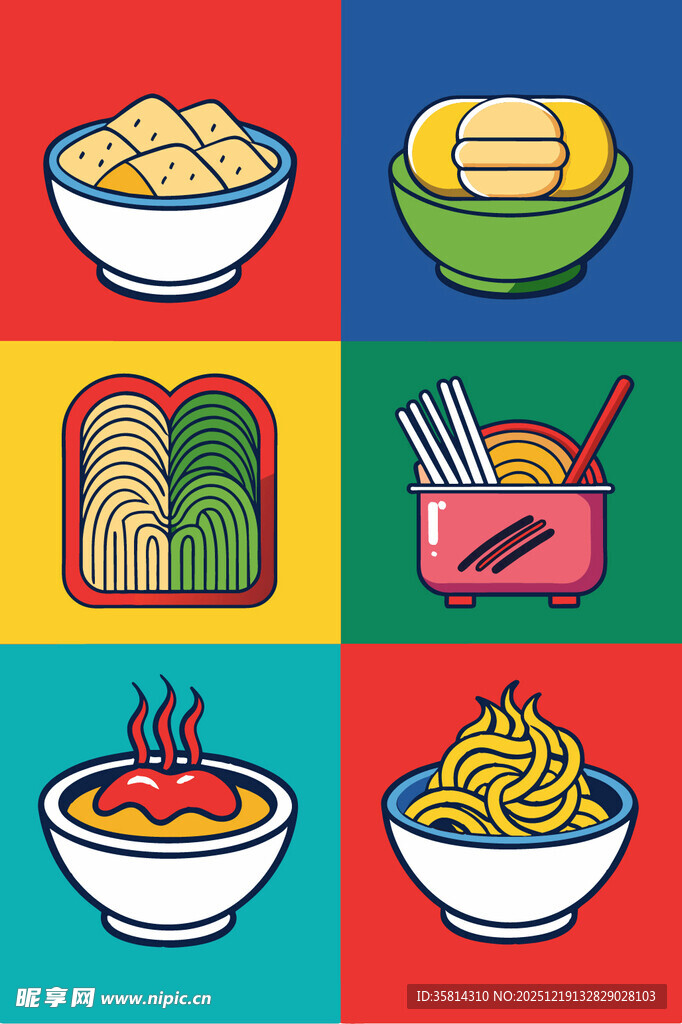 多彩面食与寿司美食集合