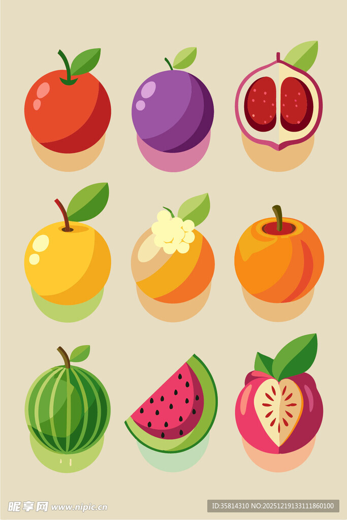多彩水果插画集合