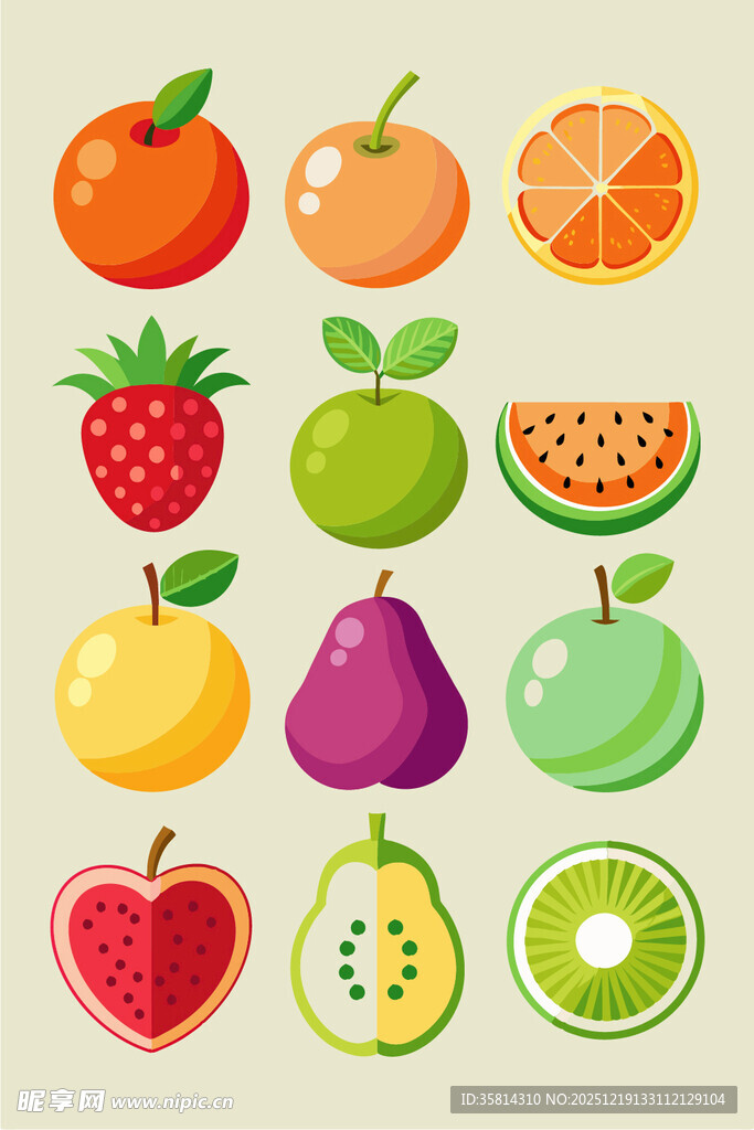 多彩水果图标集合