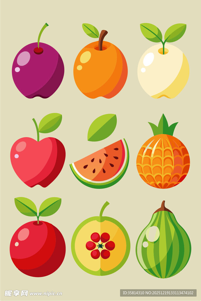 多彩水果插画集合