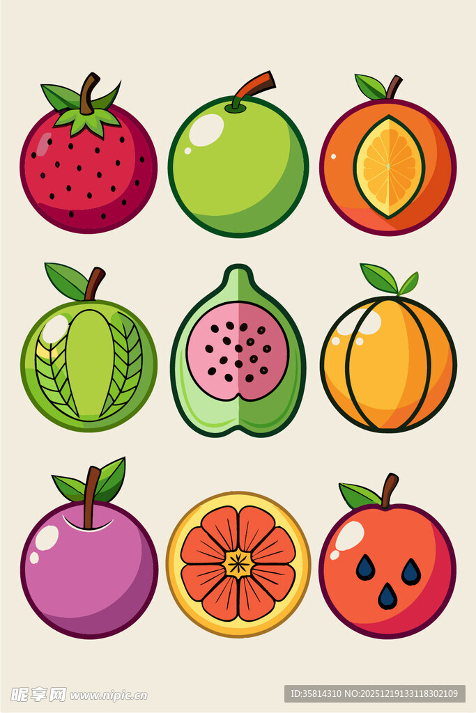 多彩水果插画集合