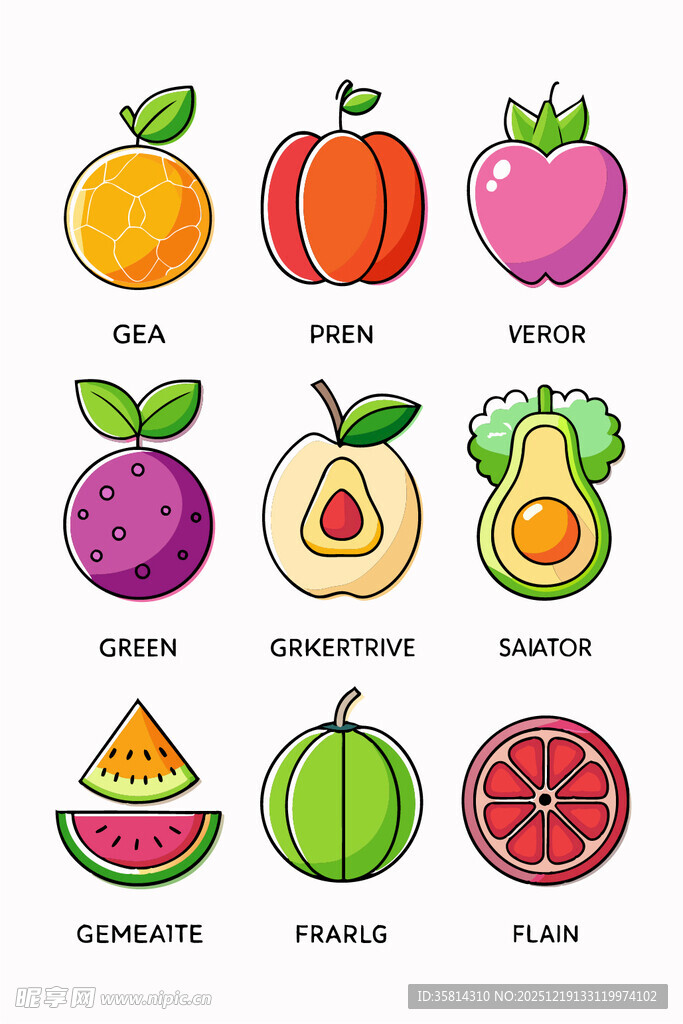 多彩水果插画集合