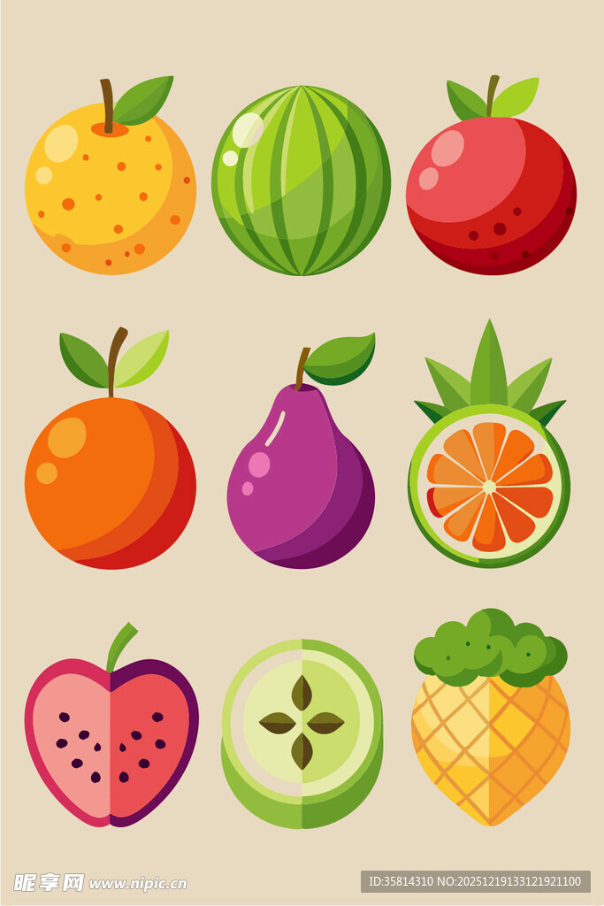 多彩水果插画集合