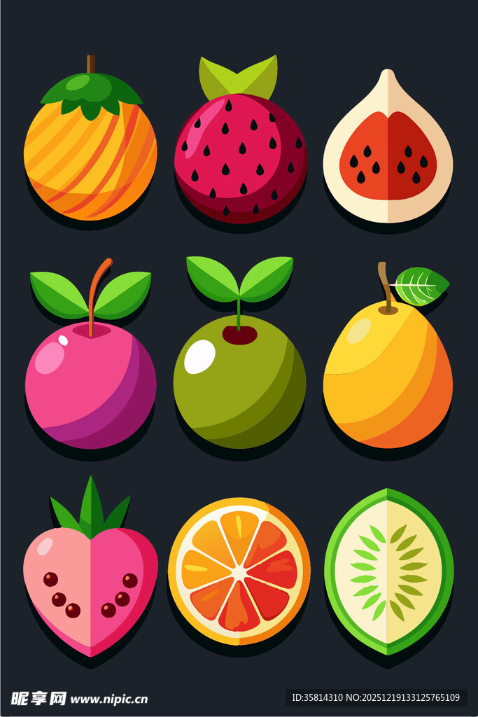 多彩水果图标集合
