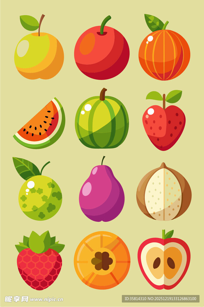 多彩缤纷的各类新鲜水果