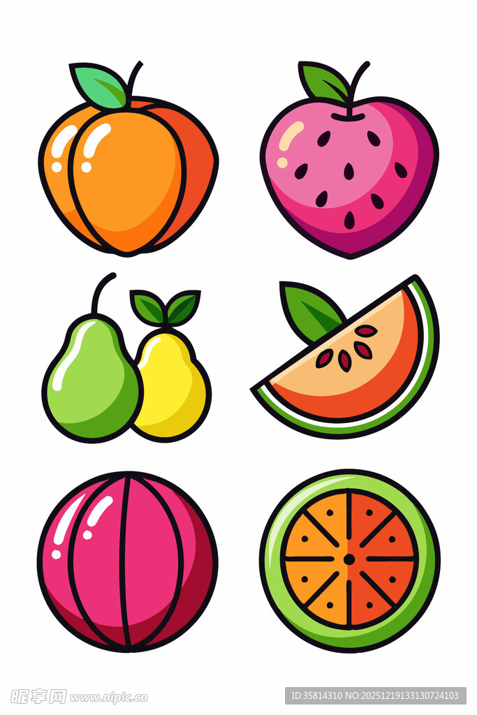 多彩水果图标集合