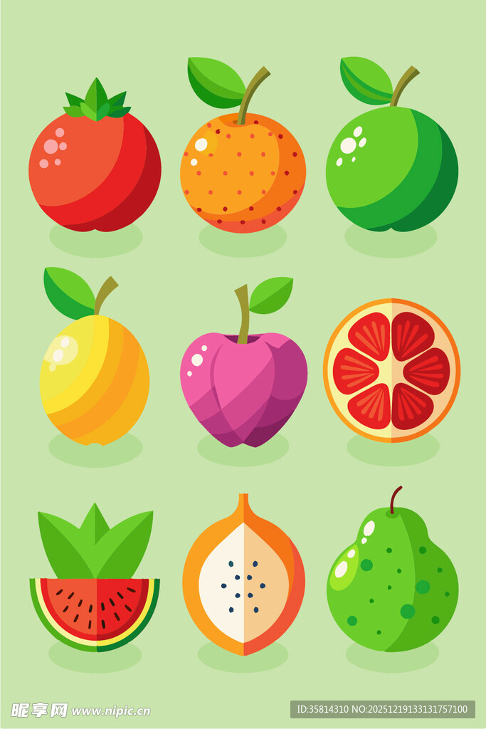 多彩水果图标集合