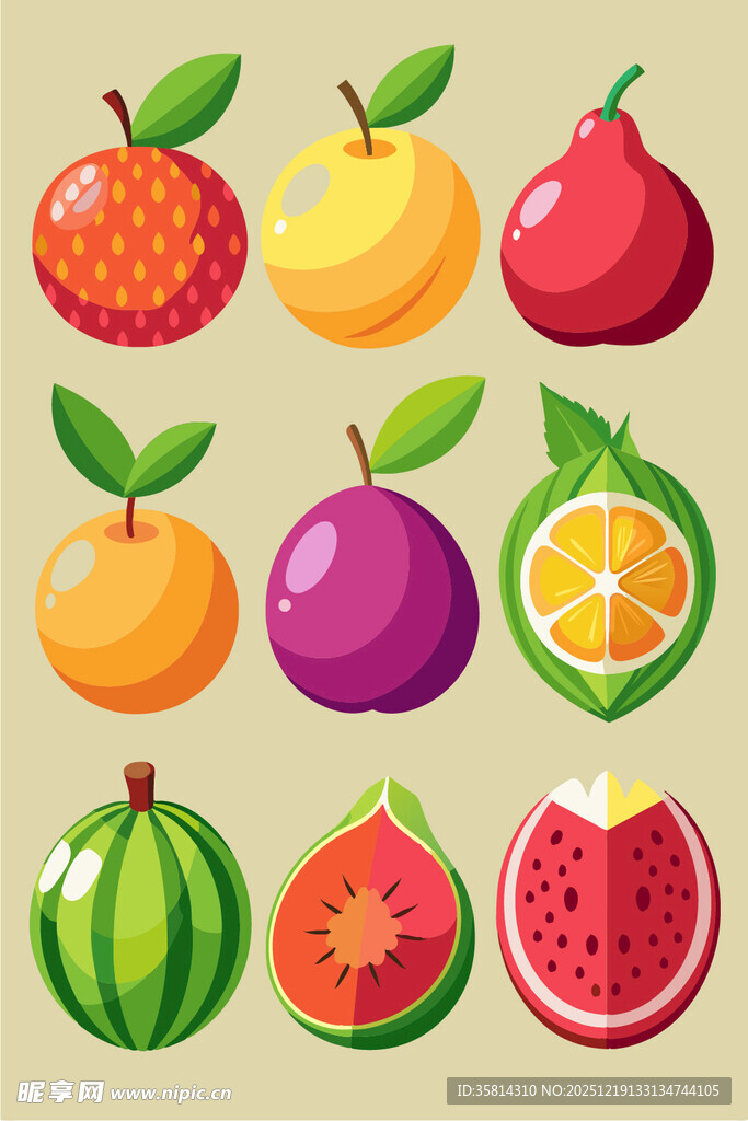 多彩水果插画集合