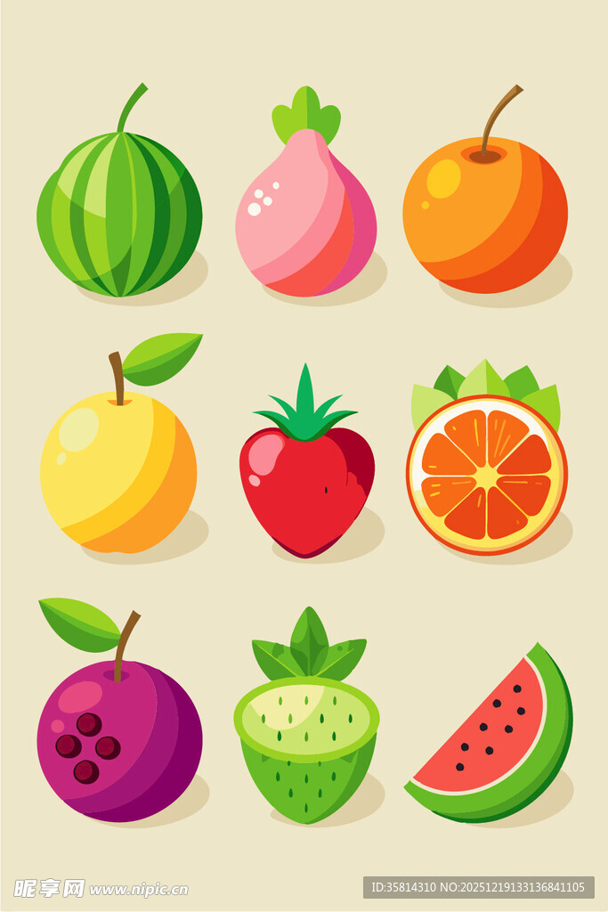多彩水果插画集合